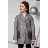 Стильное детское пальто Лизавета с паетками для девочки подростка Suzie серый р.140-158