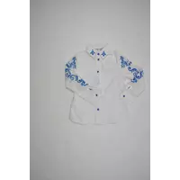Школьная нарядная рубашка для девочки на пуговицах Suzie. Полина сорочка белый-электрик р.134