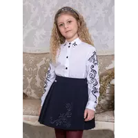 Классическая рубашка для девочки в школу Suzie. Полина сорочка белый-синий р.128