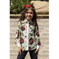 Красивая детская блуза с розами для девочки Suzie. Лайза блуза молочный роза р.116
