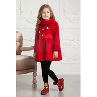 Модное кашемировое пальто Изольда с кружевом для девочки Suzie красный р. 86-104