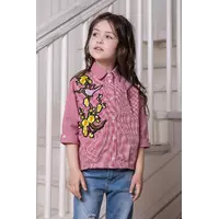 Красивая детская рубашка Эльвира для девочки Suzie в красную клетку р.116-134