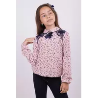 Повседневная детская блуза Дорофея с красивым рисунком пудрового цвета для девочки Suzie р.122-146