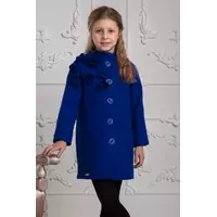Стильное детское пальто Жанна из кашемира с украшением для девочки Suzie электрик  р.116-128
