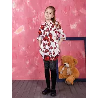 Длинная детская блуза рубашка Эля с красными изумрудами для девочки Suzie р.128-158