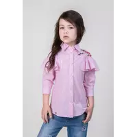 Детская рубашка Грета на пуговицах розовая полоска для девочки Suzie р.140-158