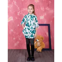 Детская длинная блуза рубашка Эля с зелеными изумрудами для девочки Suzie р.128-158